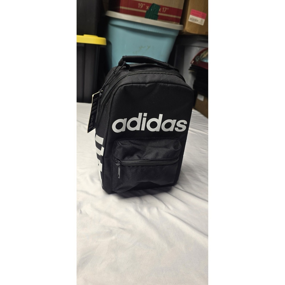 adidas Unisex Santiago Insulated Lunch Bag Cooler Pocket Black/White #5148239
